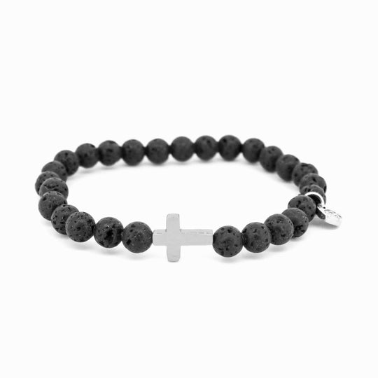 Pulsera Budoni Lava Cruz Plateada - Castellamare