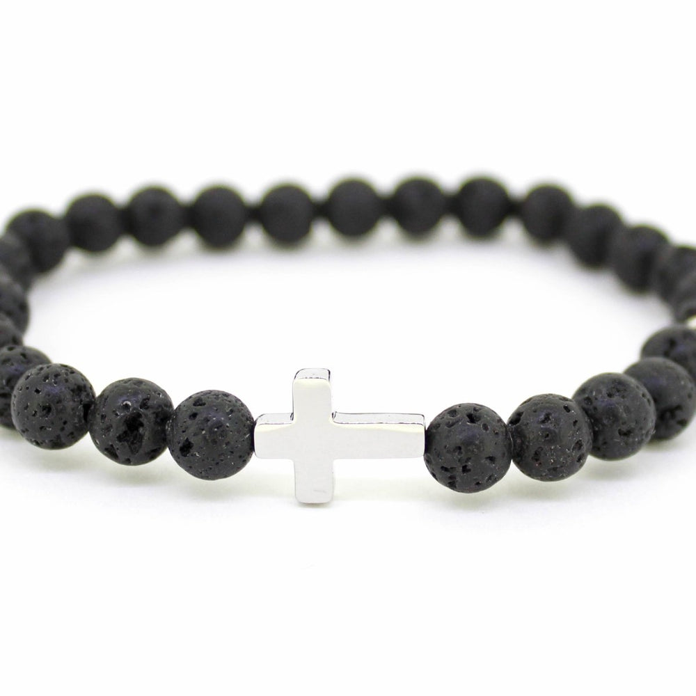 Pulsera Budoni Lava Cruz Plateada - Castellamare