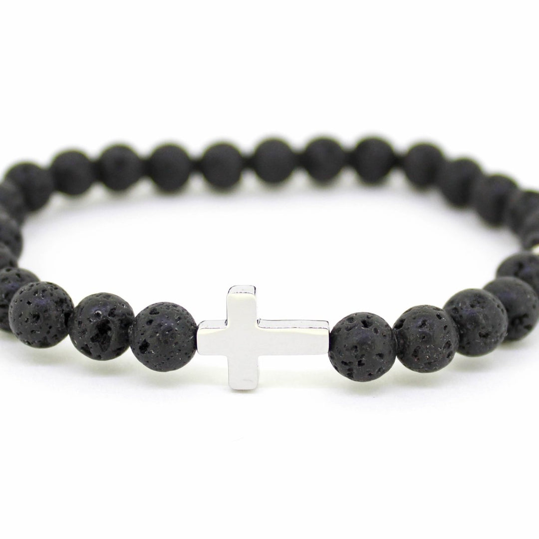 Pulsera Budoni Lava Cruz Plateada - Castellamare