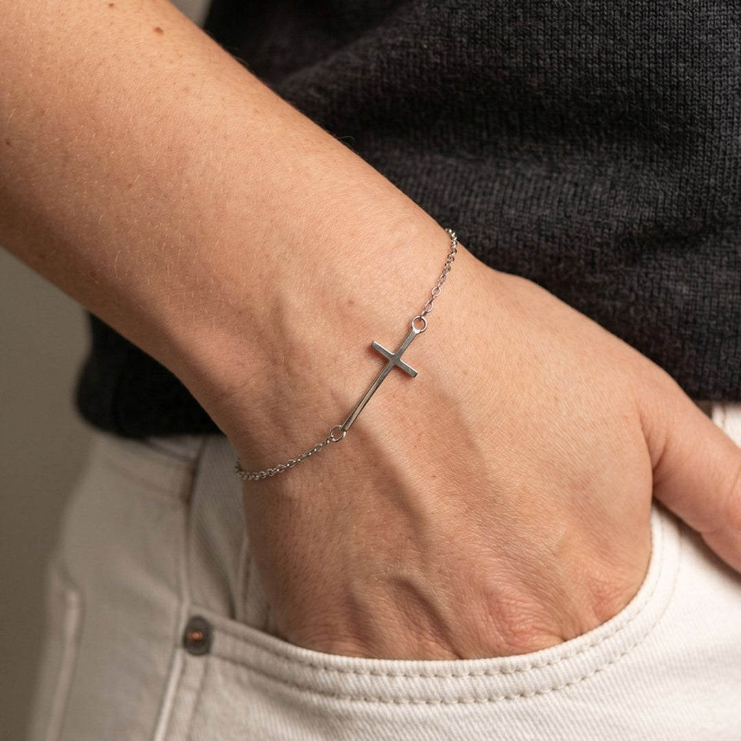 Pulsera Catena Cruz Plateada - Castellamare